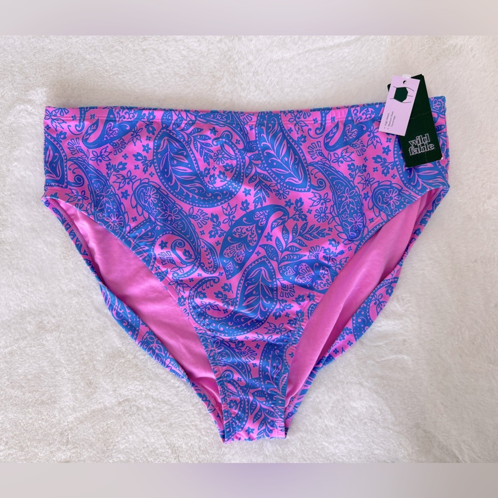 Wild Fable High Waist Paisley Swim Bottom, Size 1X - NWT
